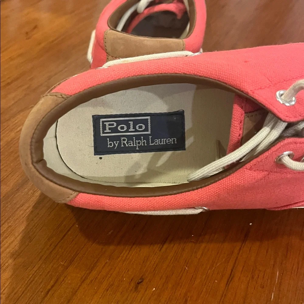Polo Ralph Lauren Vance Side Lace Deck Boat Shoes Sneakers Pink Mens Size 11.5